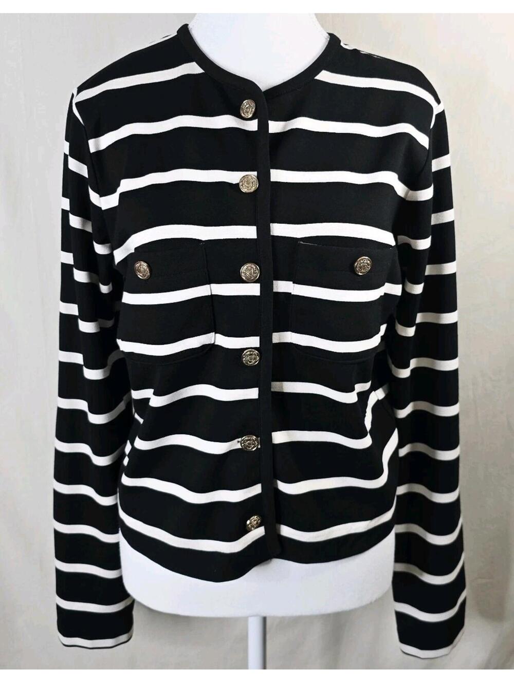 Rachel Zoe Black White Striped Cardigan Sweater Women’s XS Excellent Condition